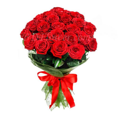 Send 28 pcs red roses in bouquet to Bangladesh