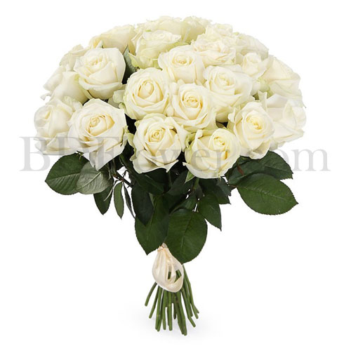 Send 24 imported white roses in bouquet to Bangladesh