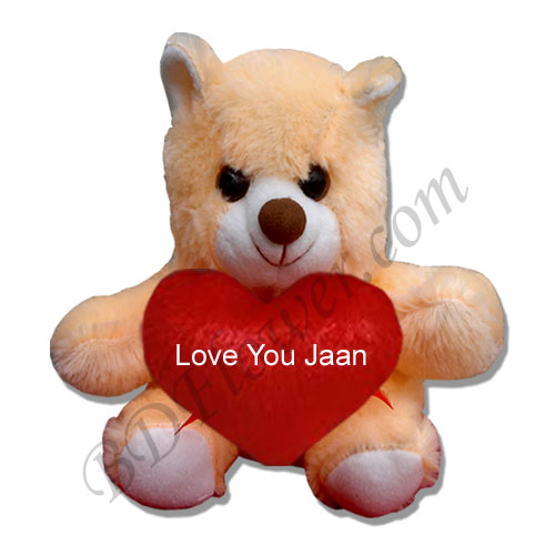 Send small off white love you jaan bear to Bangladesh