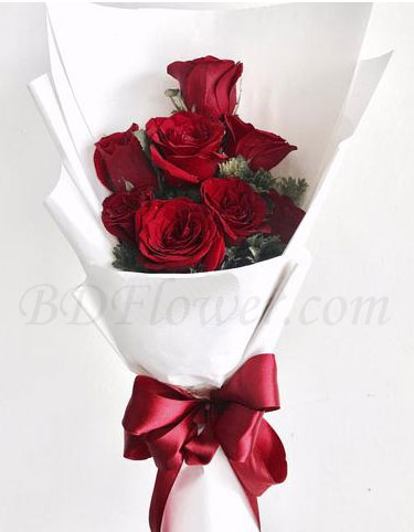 Send 8 pcs red roses in bouquet to Bangladesh
