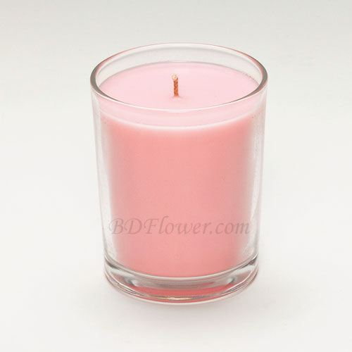 Send light pink glass candle to Bangladesh